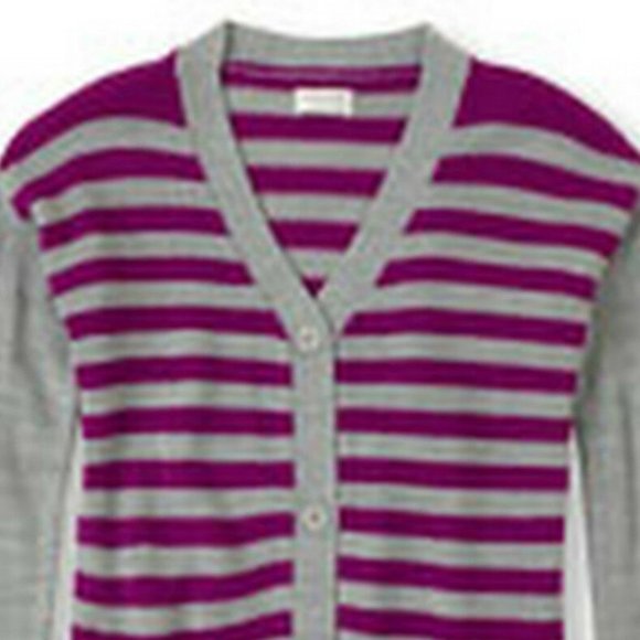 The Children's Place Girls Knit Sweater Purple Gray Striped Cardigan S, … - Picture 4 of 5